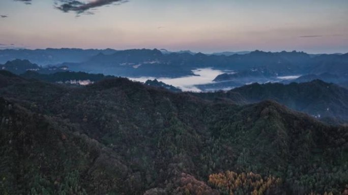 日出丛林峡谷航拍群山美丽风光