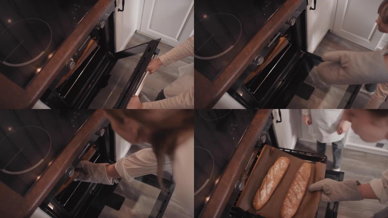 用自制面包打开烤箱