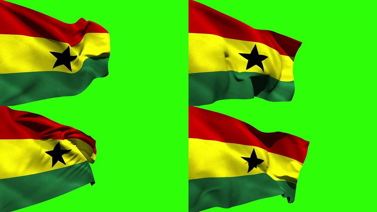 大型加纳国旗吹动