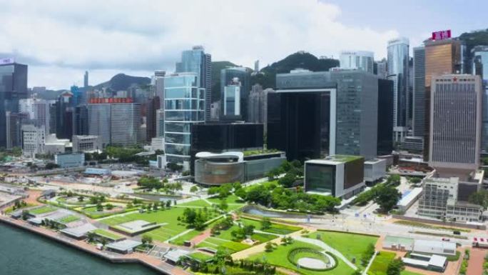 香港城市鸟瞰图现代繁华沿海地区CBD商务