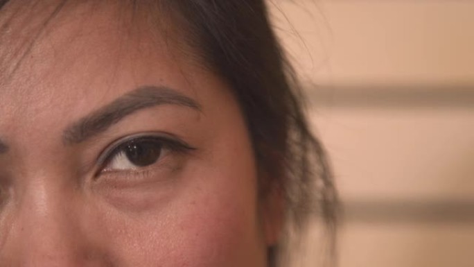 特写，肖像: 详细观察菲律宾人美丽的棕色眼睛