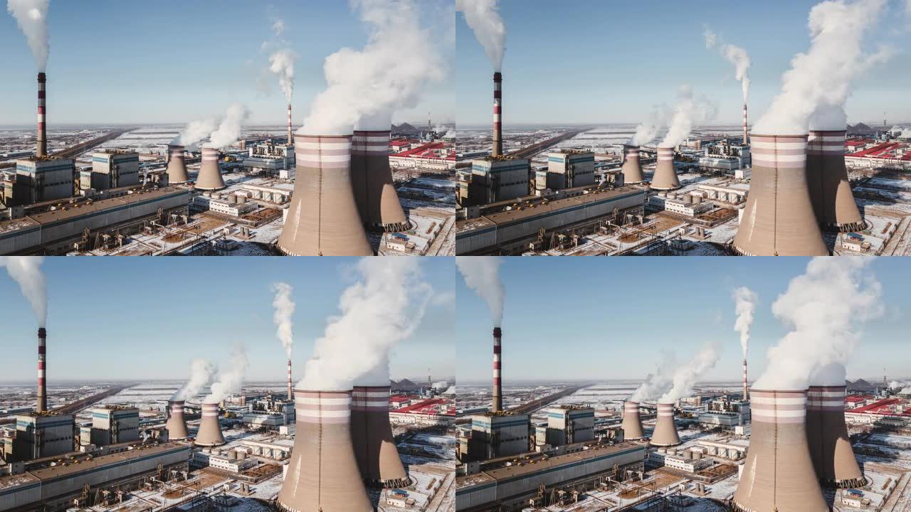 冬季钢铁厂工业的T/L鸟瞰图