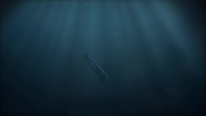 潜艇沉入海底的远射