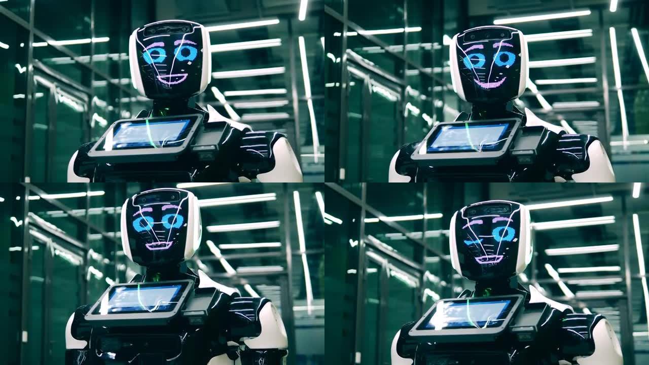 类似人类的机器人正在表达欢快的情绪