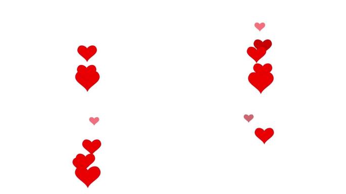 心脏图标在白色背景上笔直向上移动，平面风格弹出爱符号，喜欢按钮的概念，吧台，设计元素，情感，社交媒体