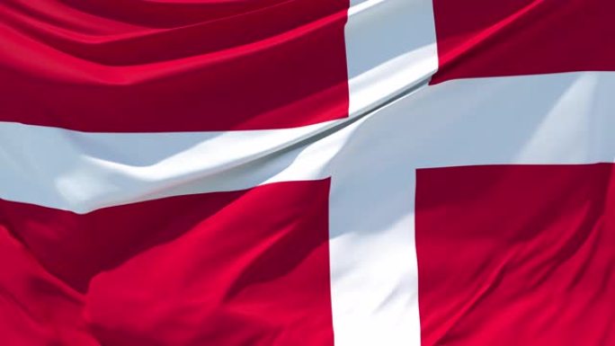 随风飘扬的丹麦国旗