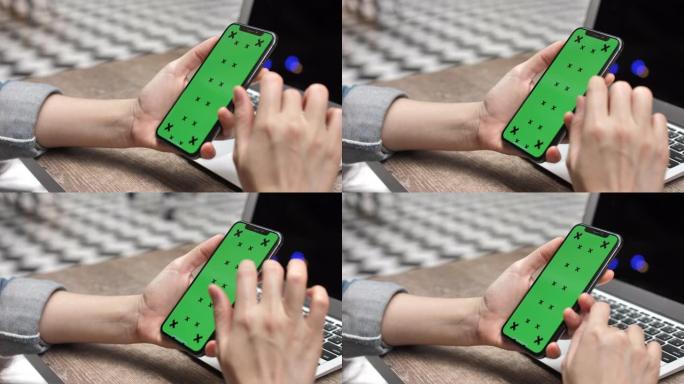 使用绿屏智能手机手机界面绿幕使用手机ap