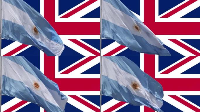 阿根廷国旗高于英国国旗。