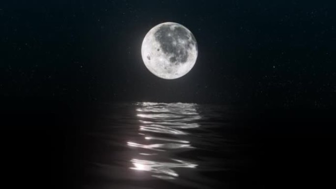 夜晚的水浪对抗明月星辰
