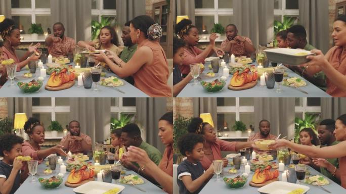 非洲裔美国大家庭一起吃饭
