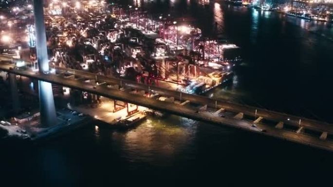香港夜间的石匠桥桥夜景海岸