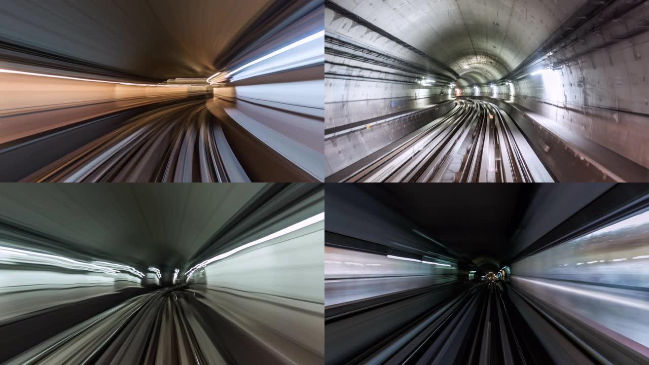 T/L POV地铁穿越隧道/迪拜，阿联酋