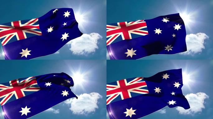 澳大利亚国旗在微风中飘扬