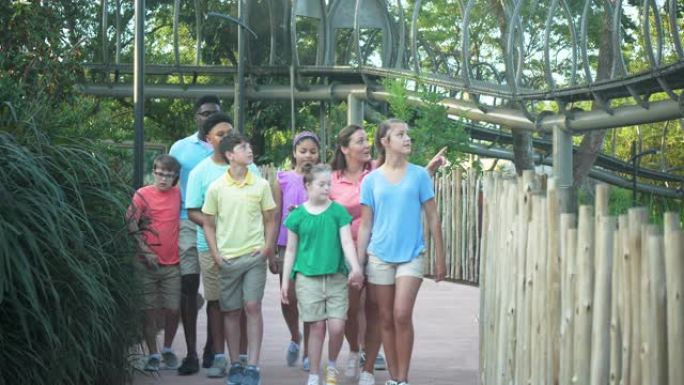 夏季动物园之旅，包括有唐斯的孩子