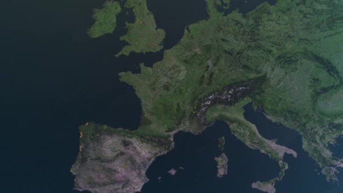 法国地图，从空间放大通过4k照片真实的动画地球仪，全景包括亚洲，非洲和欧洲。史诗旋转世界动画，现实地