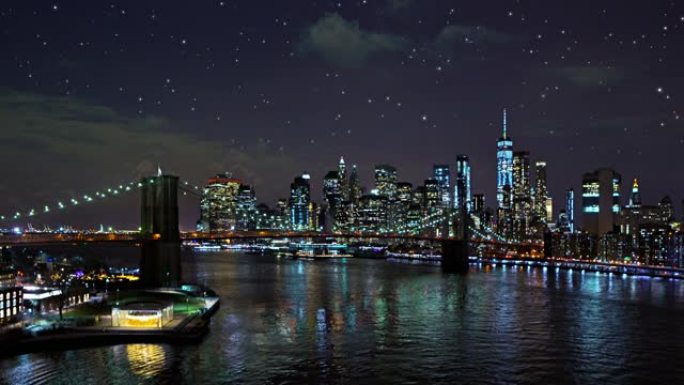 曼哈顿金融区夜间创意景观