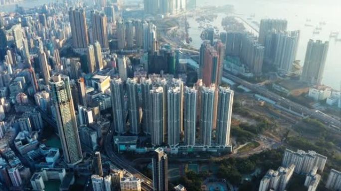 香港九龙大楼地产航拍大厦金融