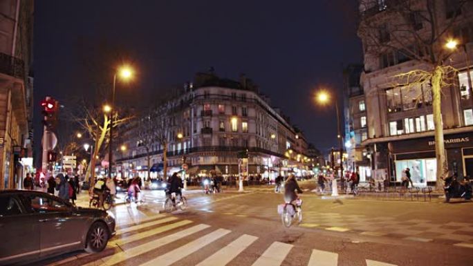 巴黎夜街国外外国街头街区