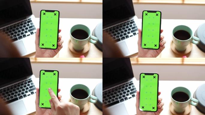 手持使用绿屏手机手机绿屏手机抠像浏览