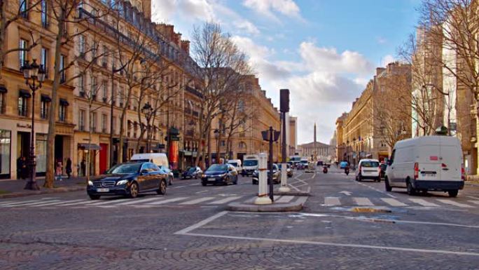 巴黎老式的安静街道。城市道路。