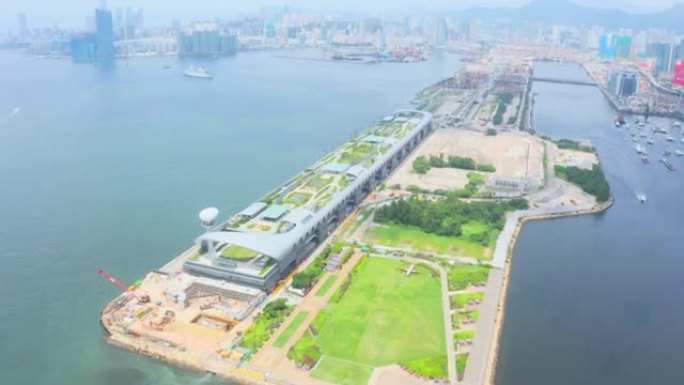 香港启德建筑工地无人机视图