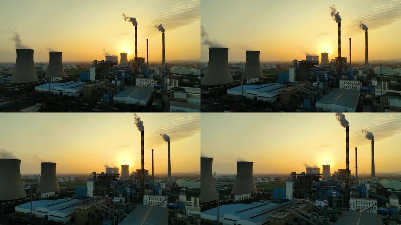 中国河南省燃煤电站鸟瞰图