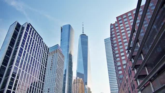 曼哈顿金融区。现代天际线。WTC