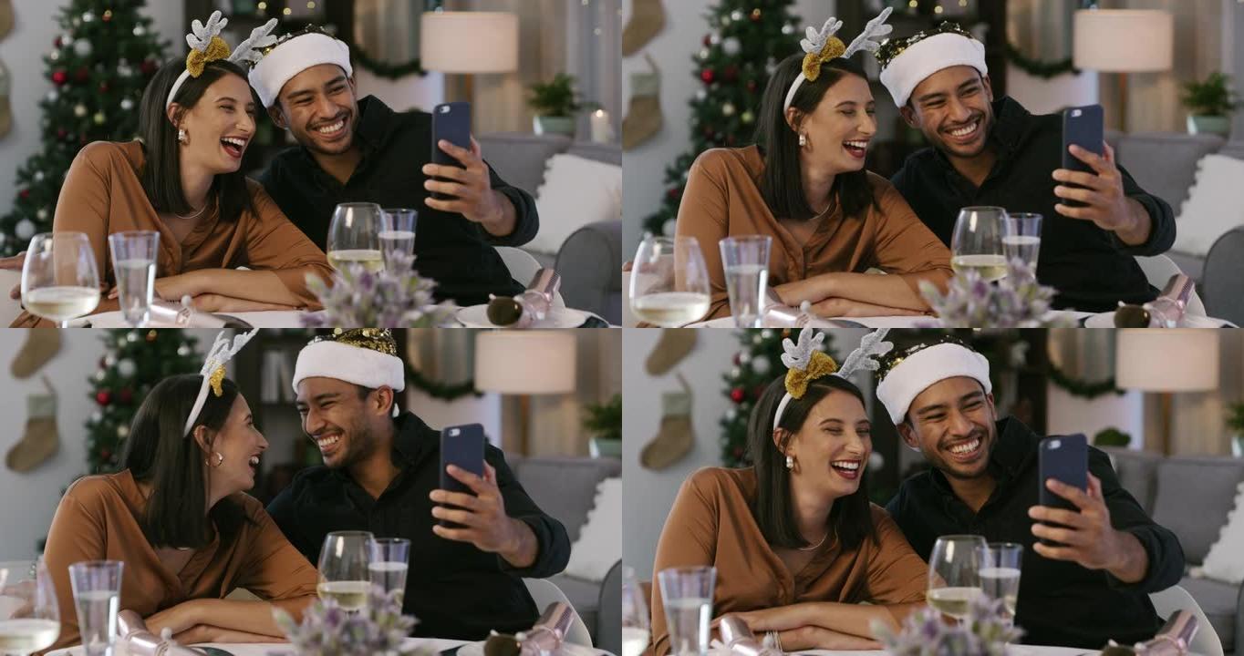 一对年轻夫妇在家里一起看着手机时笑的4k视频片段