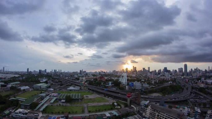 4K，泰国曼谷上空的延时日落