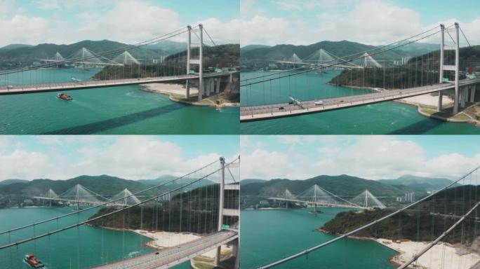 吊桥青马大桥大江江桥高架桥渔网渔民江边