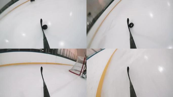 冰球运动员滑冰的视点