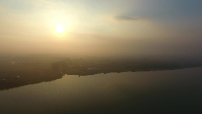 巢湖宏伟壮观风景夕阳航拍