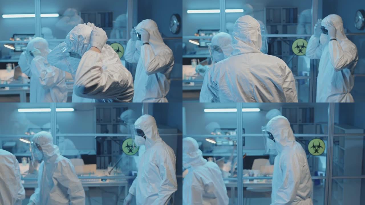 化学家戴上面罩研发科研研制研究防辐射服