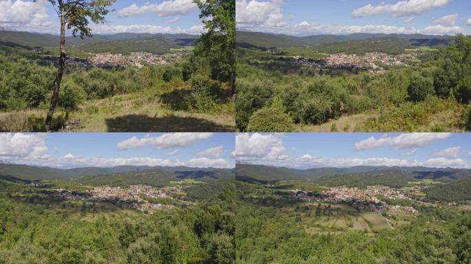 西班牙加泰罗尼亚Garrotxa Vall d'Hostoles的鸟瞰图