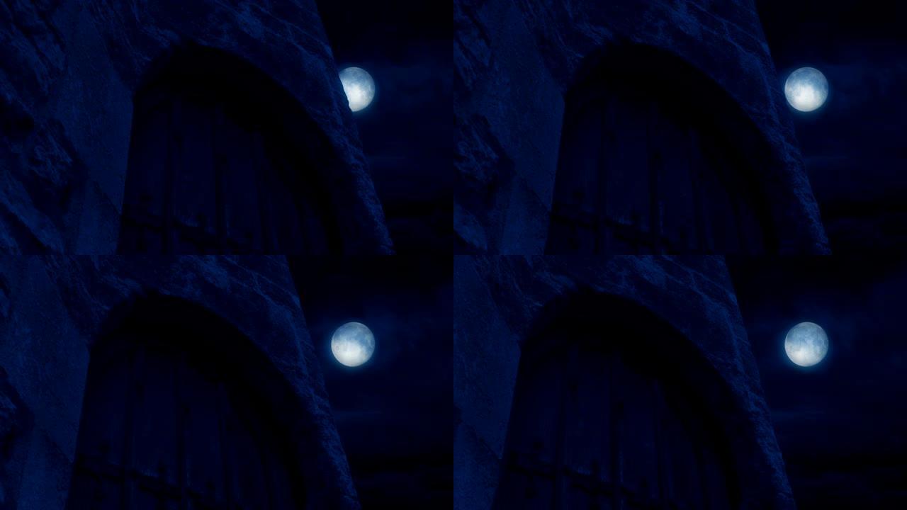 中世纪建筑门上方的月亮