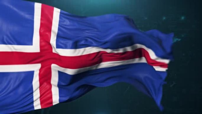 深蓝色背景上的冰岛国旗