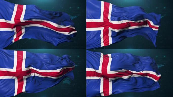 深蓝色背景上的冰岛国旗