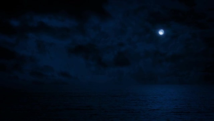 月光下夜晚的海洋远景