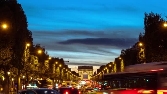 法国巴黎香榭丽舍大街时间流逝