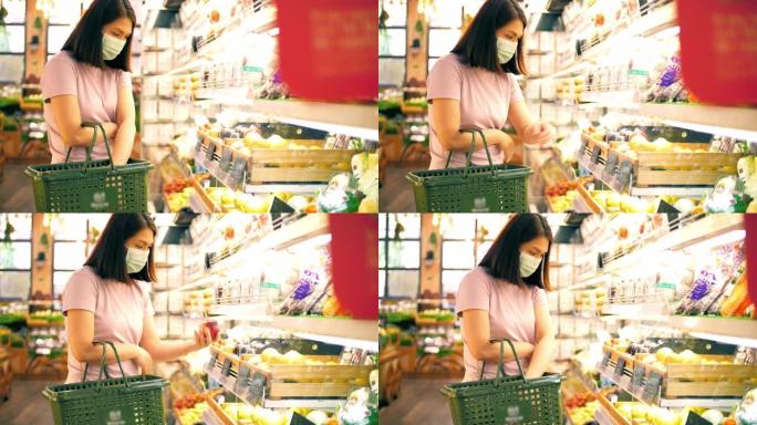 亚洲妇女在超市购物