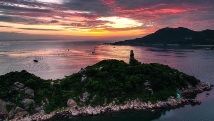 广东岛美丽的日出落日晚霞彩霞彩云航拍大景