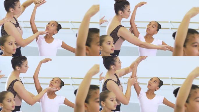 芭蕾舞课的女孩和教练