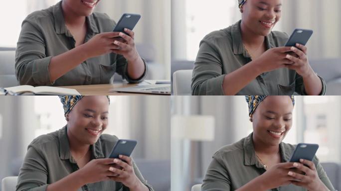 一名年轻女商人在家工作时使用智能手机的4k视频片段