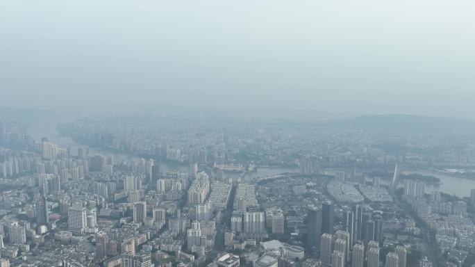 阴天福州航拍城市下雨天建筑云雾缭绕风光