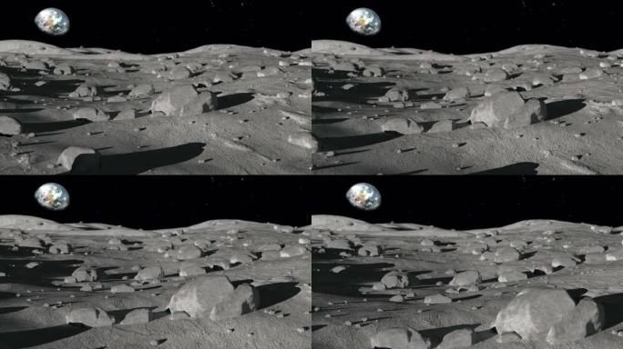 太空探索-月球表面地球视图