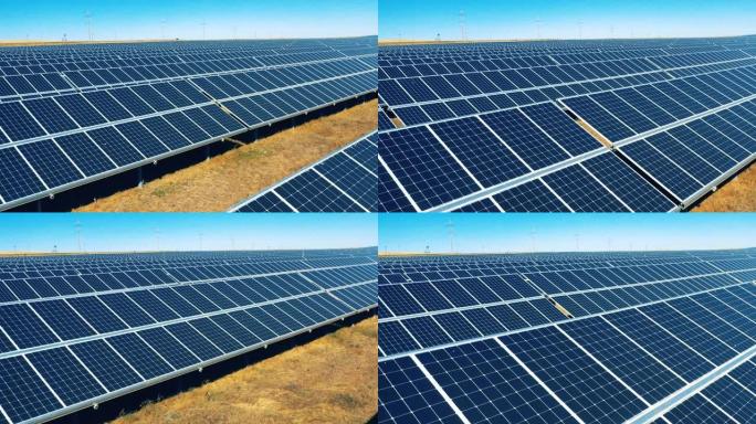 太阳能农场成排的太阳能模块。