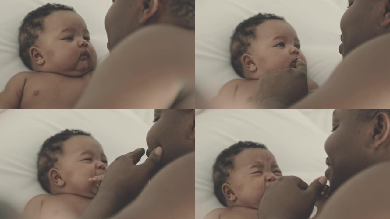 哭泣的新生婴儿黑人儿童哄娃模式出生婴儿