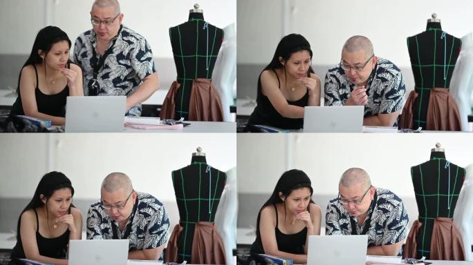亚洲大学时装学生在教室里上课，从事时装设计工作