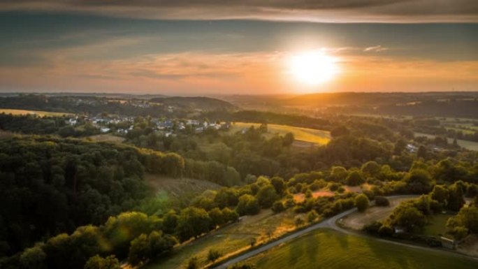 日落时德国的乡村景观-西格尔兰地区
