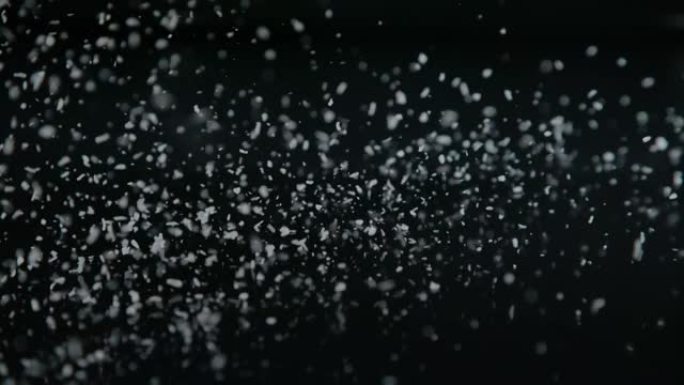 宏观，dop: 详细的特写镜头，拍摄了下雪的小椰子丝。